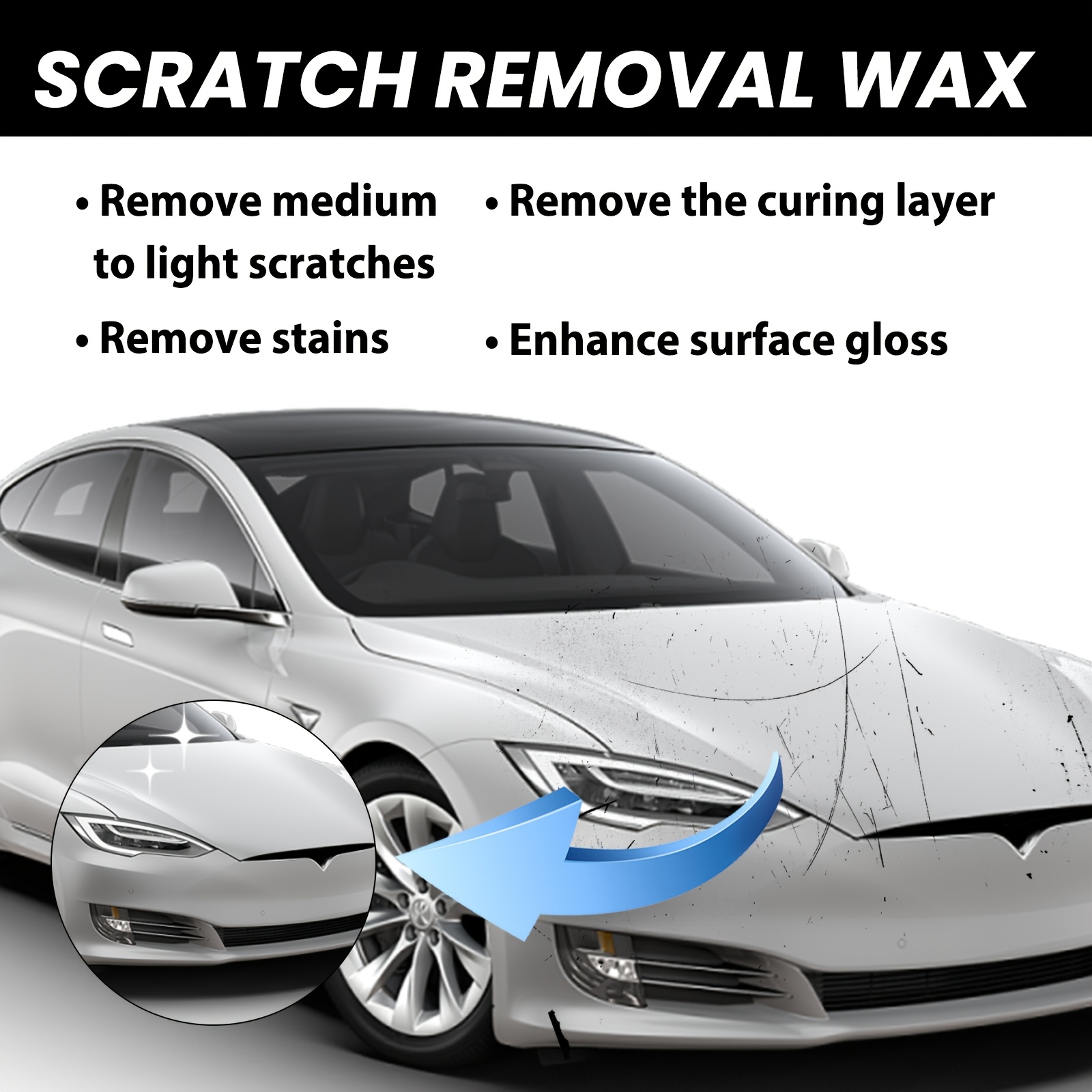 car scratch remover paste polish kit deep scratch repair with polishing wax microfiber applicator sponge cloth for all trucks motorcycles boats paint restoration for deep scratches swirl marks Product details 0