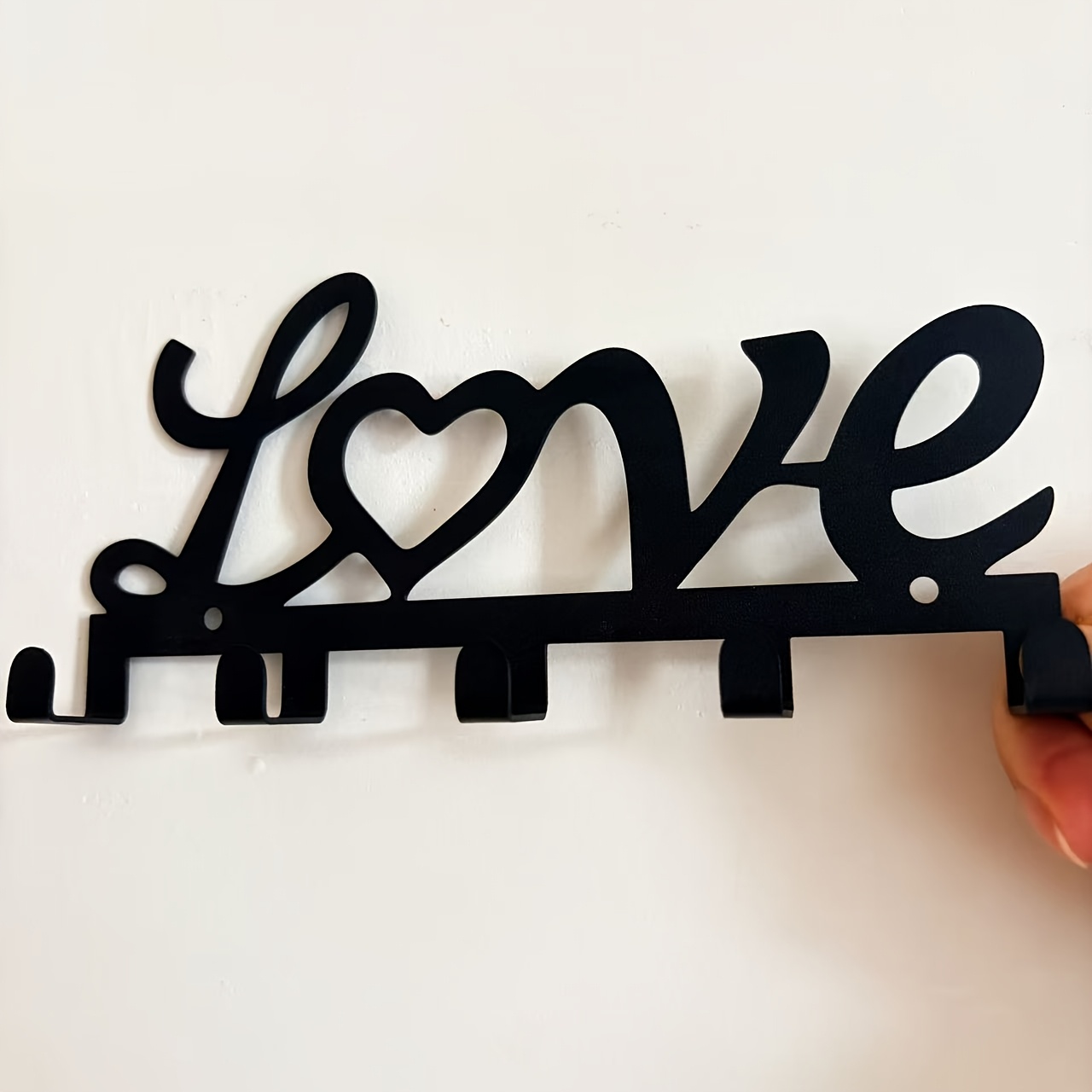 TEMU Gancio Portachiavi da Muro in Metallo Love - Appendiportachiavi Decorativo con 5 Ganci, Organizer per