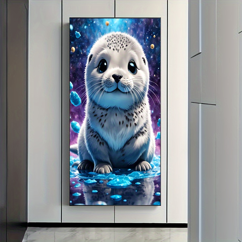 

5d Full Drill Diamond Painting Kit - Adorable Seal Animal Theme | Round Diamond Art | Diy Acrylic Mosaic Embroidery Craft | Wall Decor | 50x110cm - Complete Set With Tools & Accessories