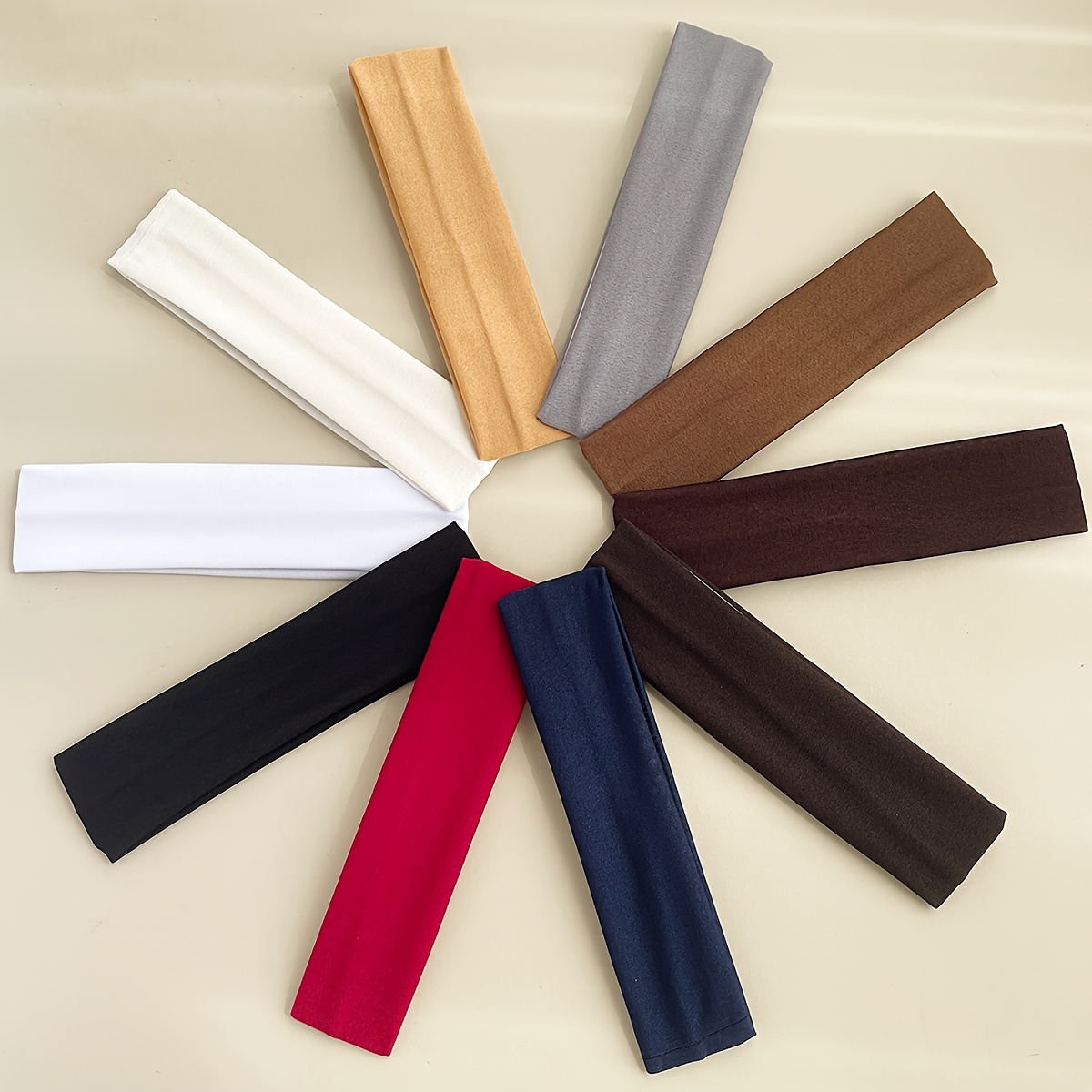 TEMU 10 Solid Color Minimalist Sporty Retro Fashion Breathable Sweat-absorbent Pilates Hair Additions Sports Yoga Headband. Suitable For Daily Wear