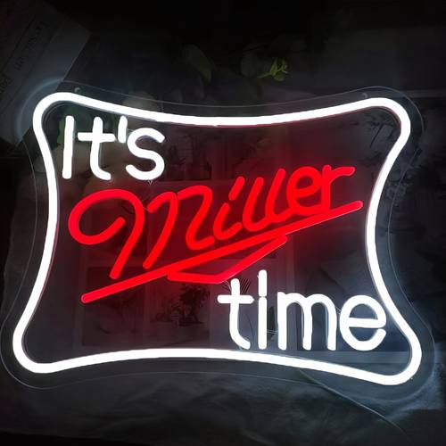 1pc It's Miller Time LED Neon Sign, Man Cave Neon Sign, Living Room Bedroom Neon, Multipurpose Decorative Wall Mounted Light Neon Light Sign Neon Signs For Wall Decor