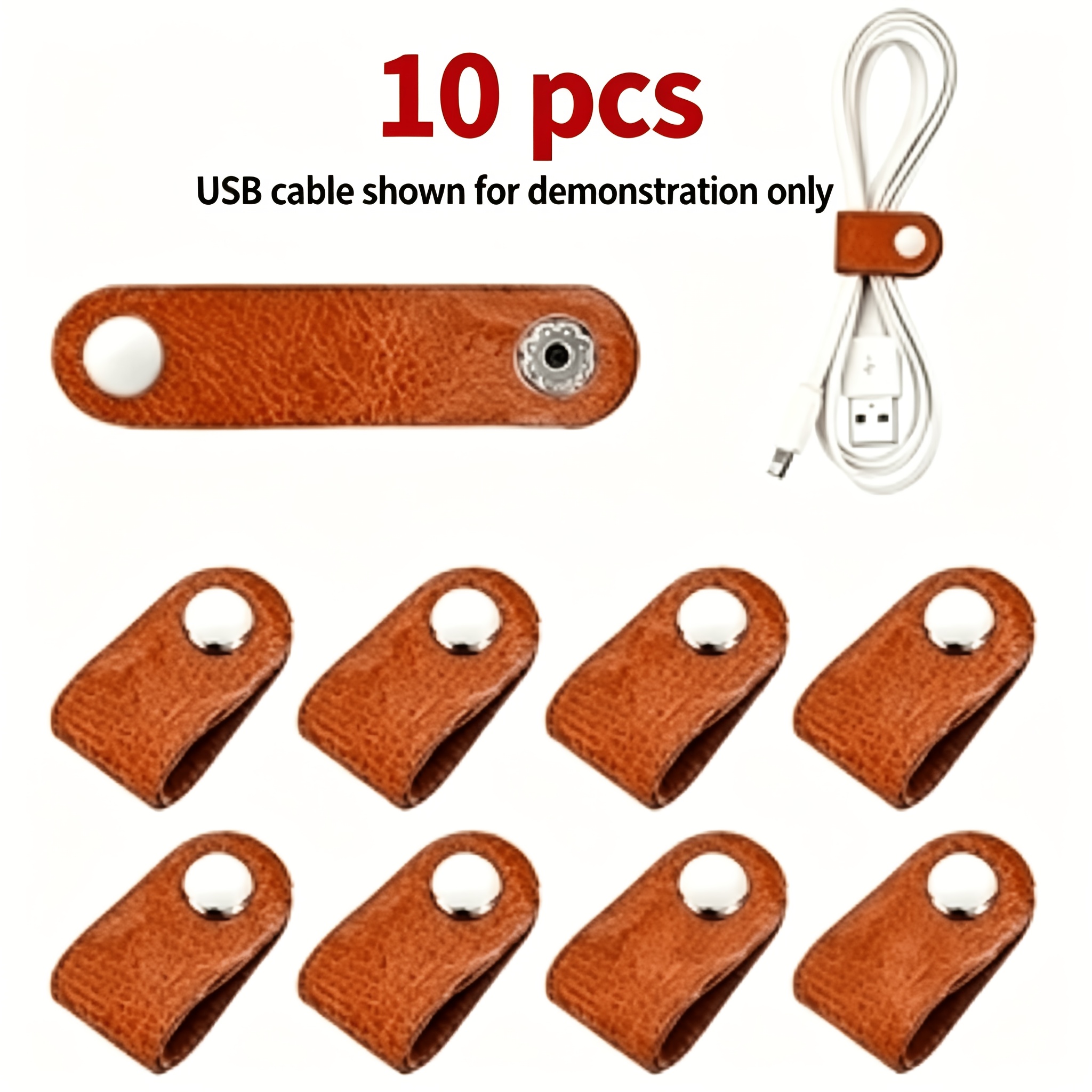 10-pack Pu Leather Headphone Cable Wraps, Multiple Sizes , Does Not Charging Cables, Data Cable Organizer Clips, Cable Management Winder