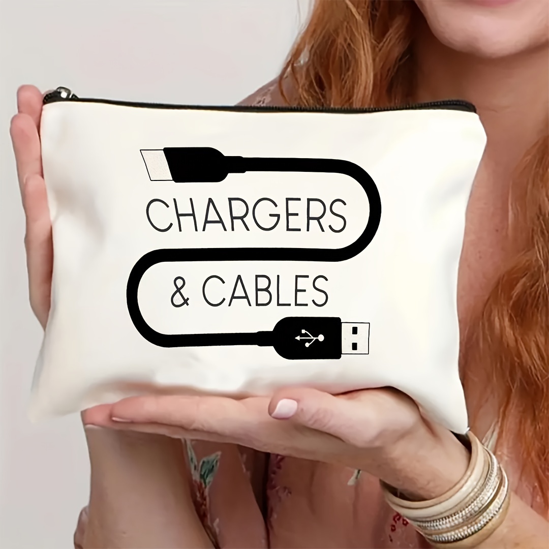 

Charger & Cosmetic Travel Bag - Polyester, Design, Ideal For Women's Gifts, Vacations, Business Trips, Fitness &