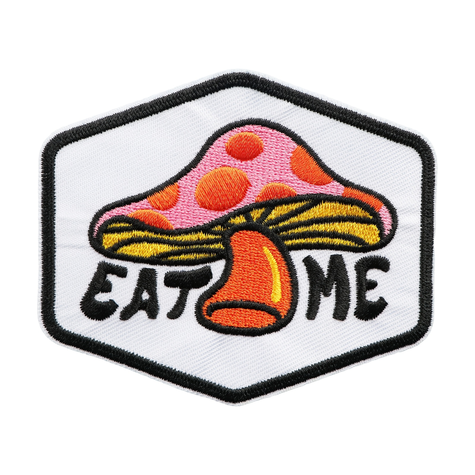 TEMU 1pc Mushroom Iron-on Embroidered Patch Embroidered Patch For Clothing, Hats, Jackets, Pants, And Coats Fabric Applique Badge For Decoration