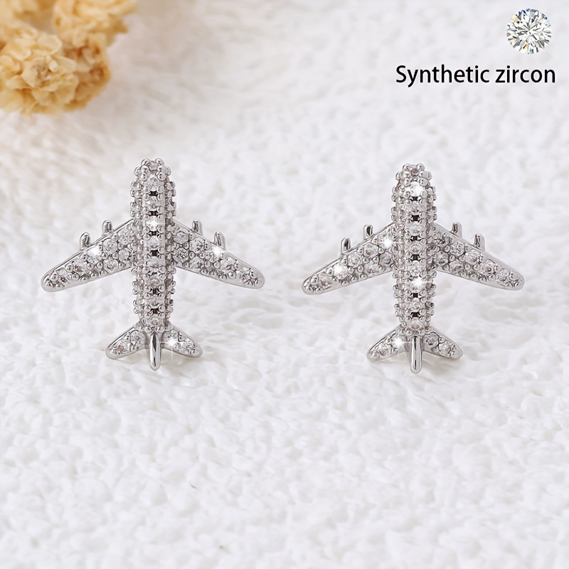 TEMU A Pair Of Easy And Cute Earrings Featuring A Stylish Classic , Set With Synthetic Zirconia On Copper, Perfect For Parties, Vacations, And Everyday Wear