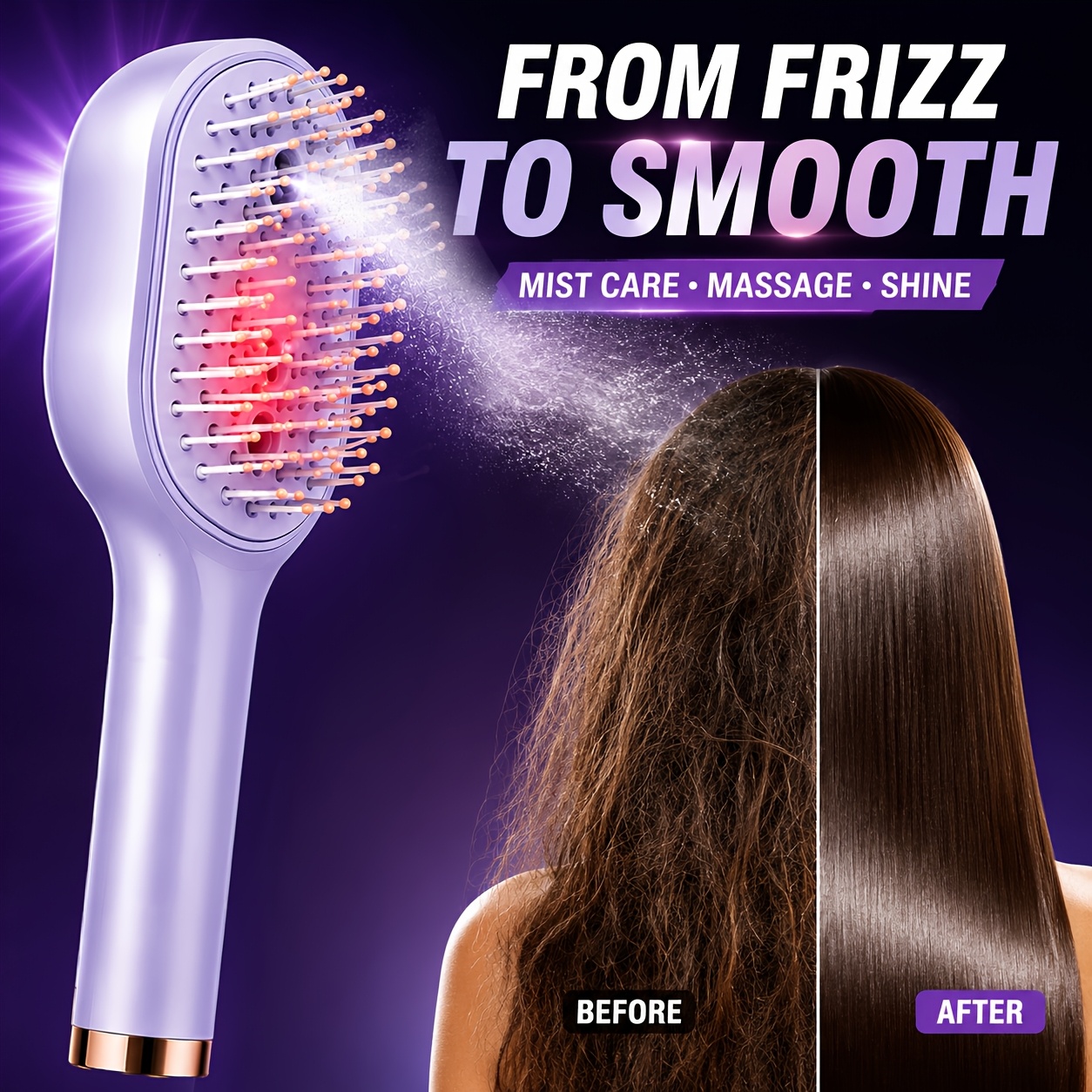 item picture portable usb rechargeable electric scalp massager comb with retractable teeth nano mist suitable for all hair types air cushion detangling brush for hair care scalp device for and travel use