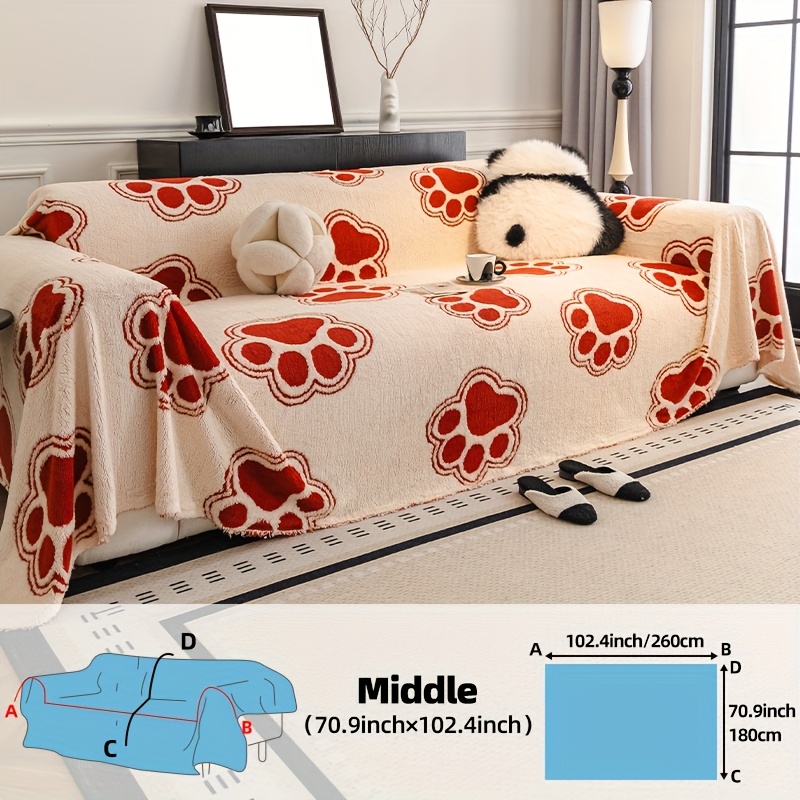 TEMU 1pc Modern Minimalist Style Fashionable Plush Sofa Cover - Pet-friendly Non-slip Sofa Protector With A Print Design. A Thick, Warm, And