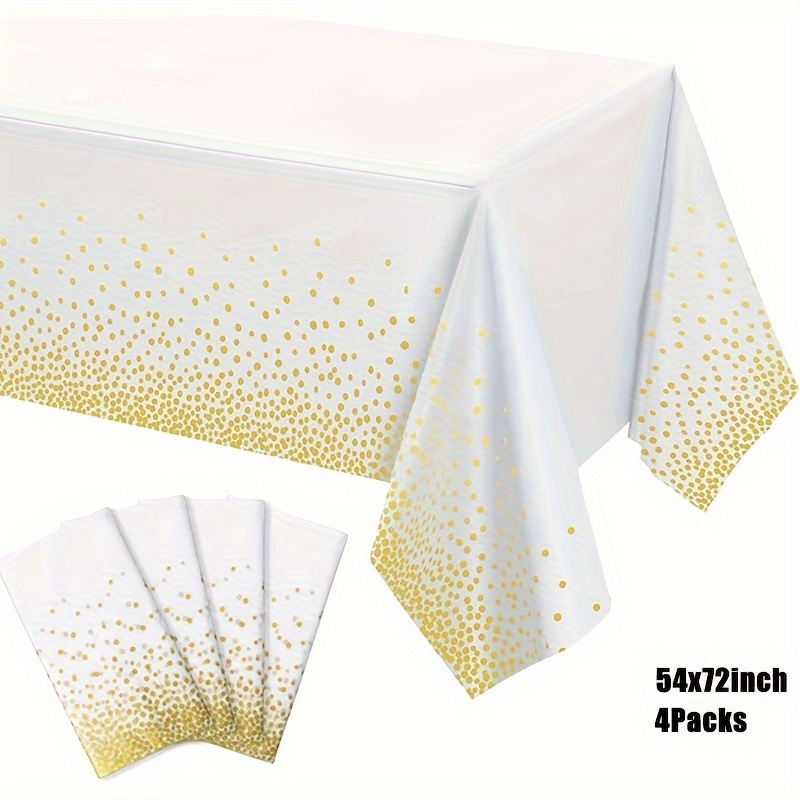 E-shop 4er-Packung Tischdecke mit Punktmuster aus Kunststoff, Hochzeitsdekorationen, Sommerdekoration, Deko für Draußen, Deko, 54 Zoll x 72 Zoll