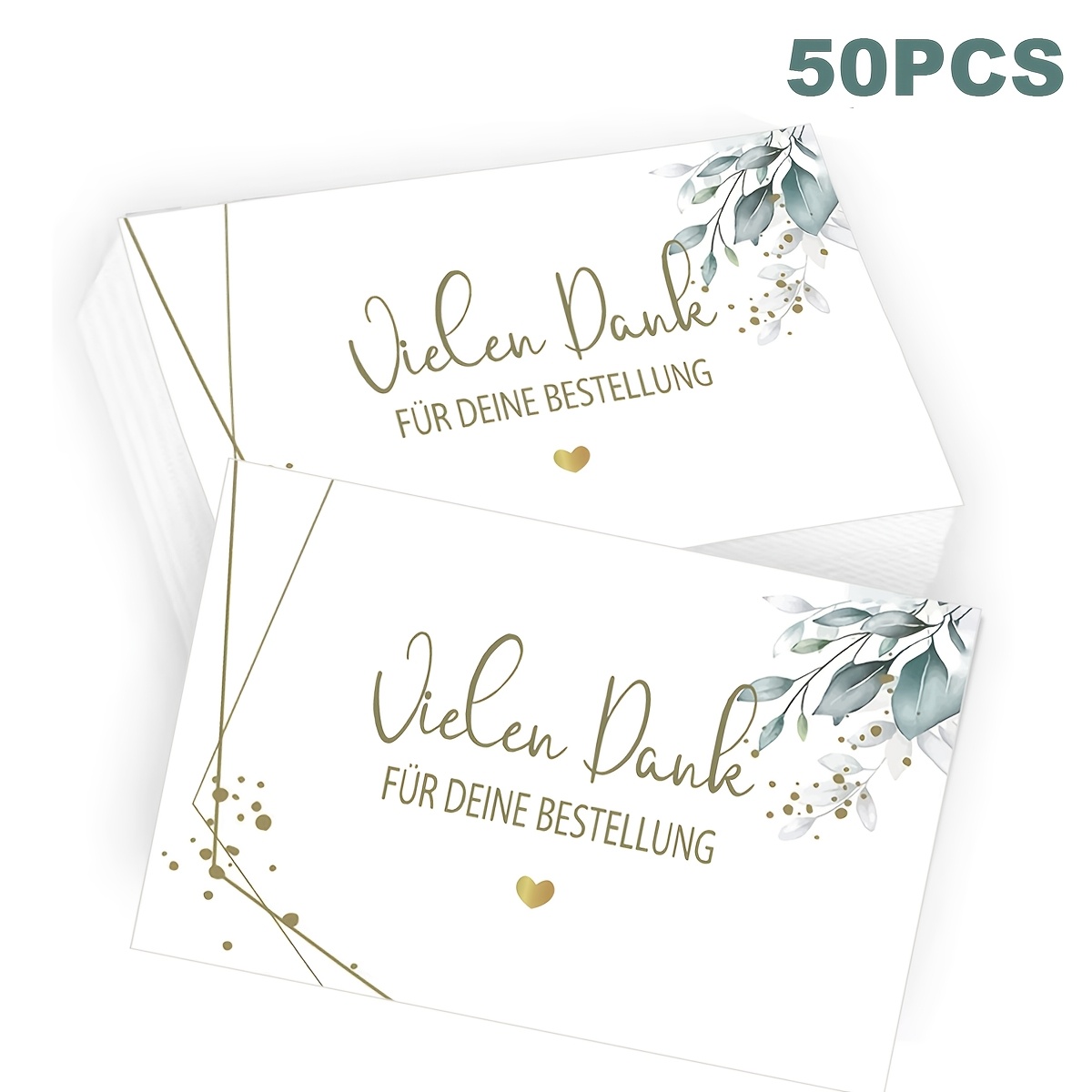 Image of 50pcs Thank You For Your Order Cards, German Order Thank You Cards, Very Suitable For Weddings, Thank Yous, Birthday Parties, Gift Decorations, And Other Occasions, 3.3x2.1inch