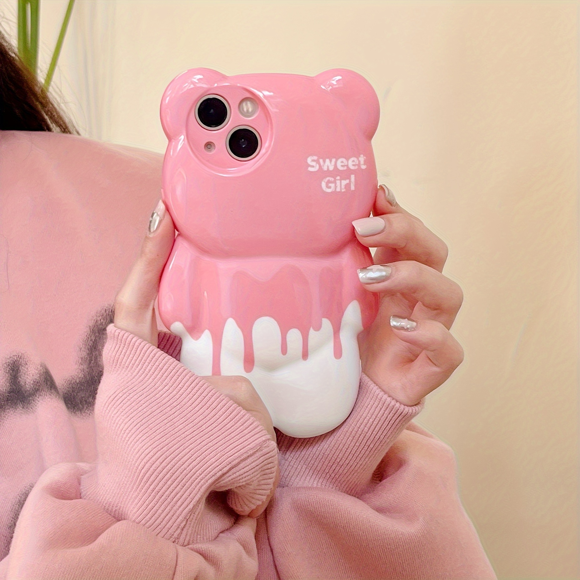 

Fashionable And Cute Ice Cream Bear Phone Case, Suitable For 11/ 12/ 13/13pro/13pro Max/ 14/14pro/14promax/ 15/15promax