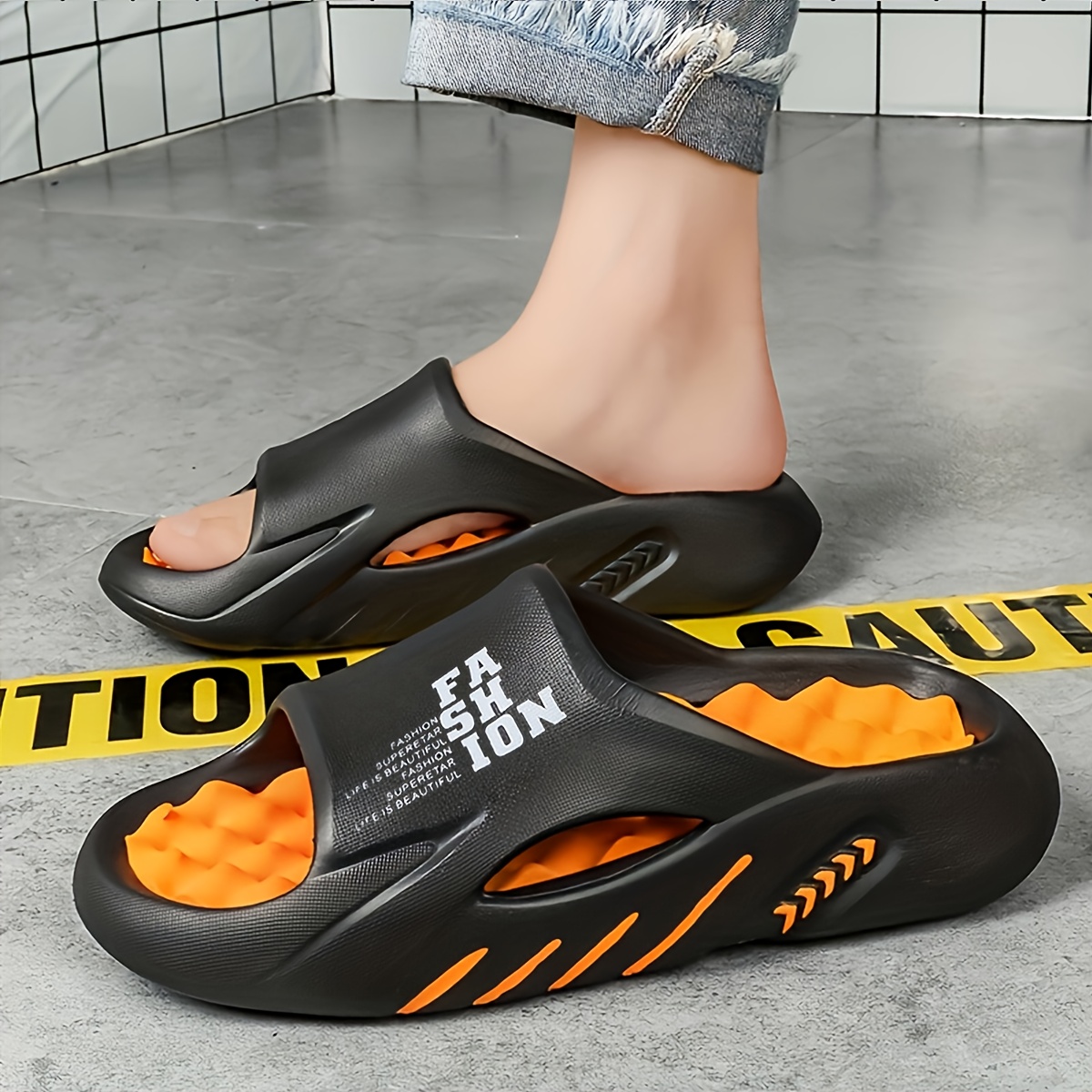 unisex fashion sports slippers - eva material, lightweight anti-slippery shock absorption durable for indoor and outdoor wear perfect hiking casual footwear, slippers for women, slippers for men high quality,   slippers for women, slippers for men, streetwear footwear, geometric pattern,   footwear, versatile footwear 0