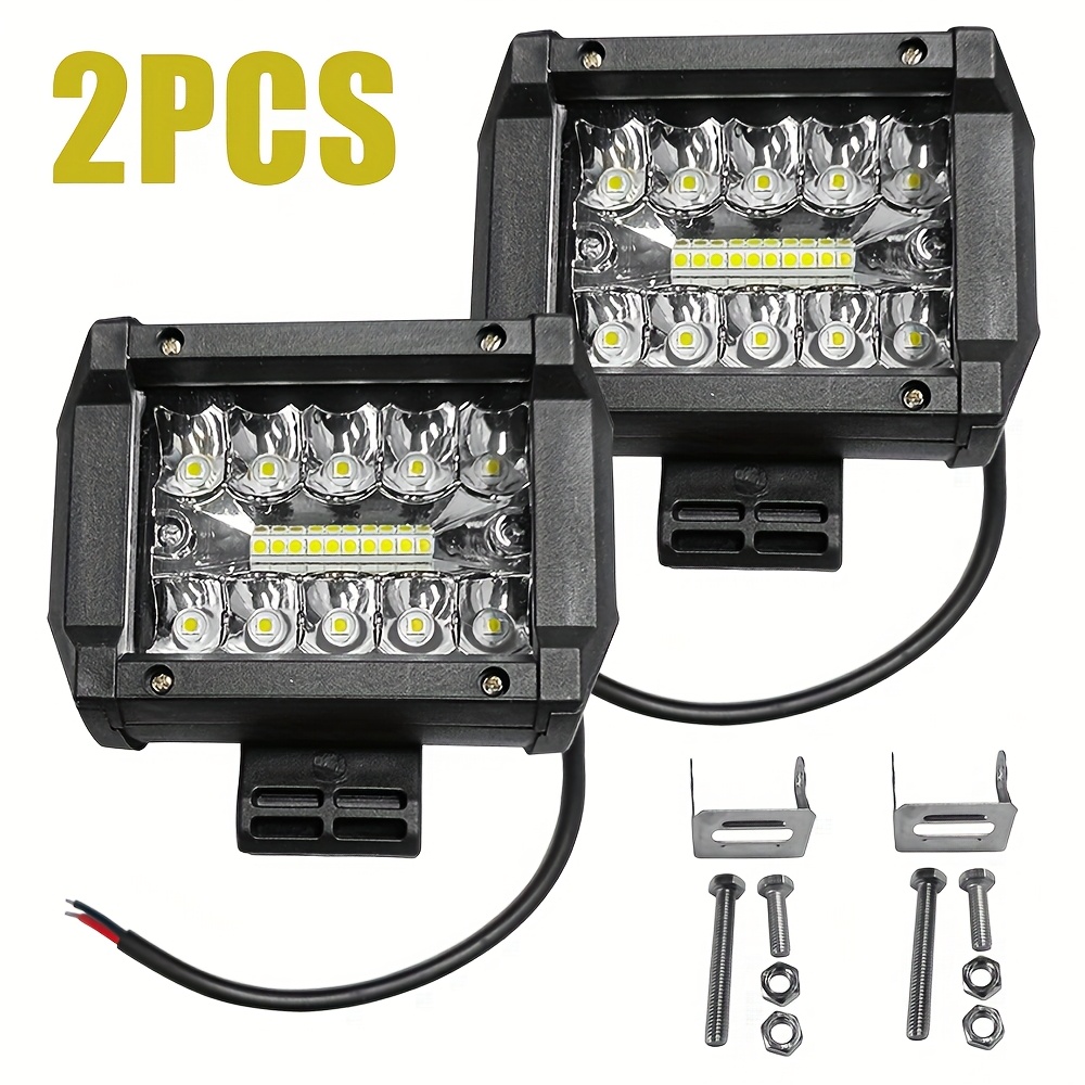 TEMU Set Of 2, 4-inch Led Work Lights, 60w, Suitable For Motorcycles And Boats, Offering Universal For Daytime Driving And External Modifications, Without Battery