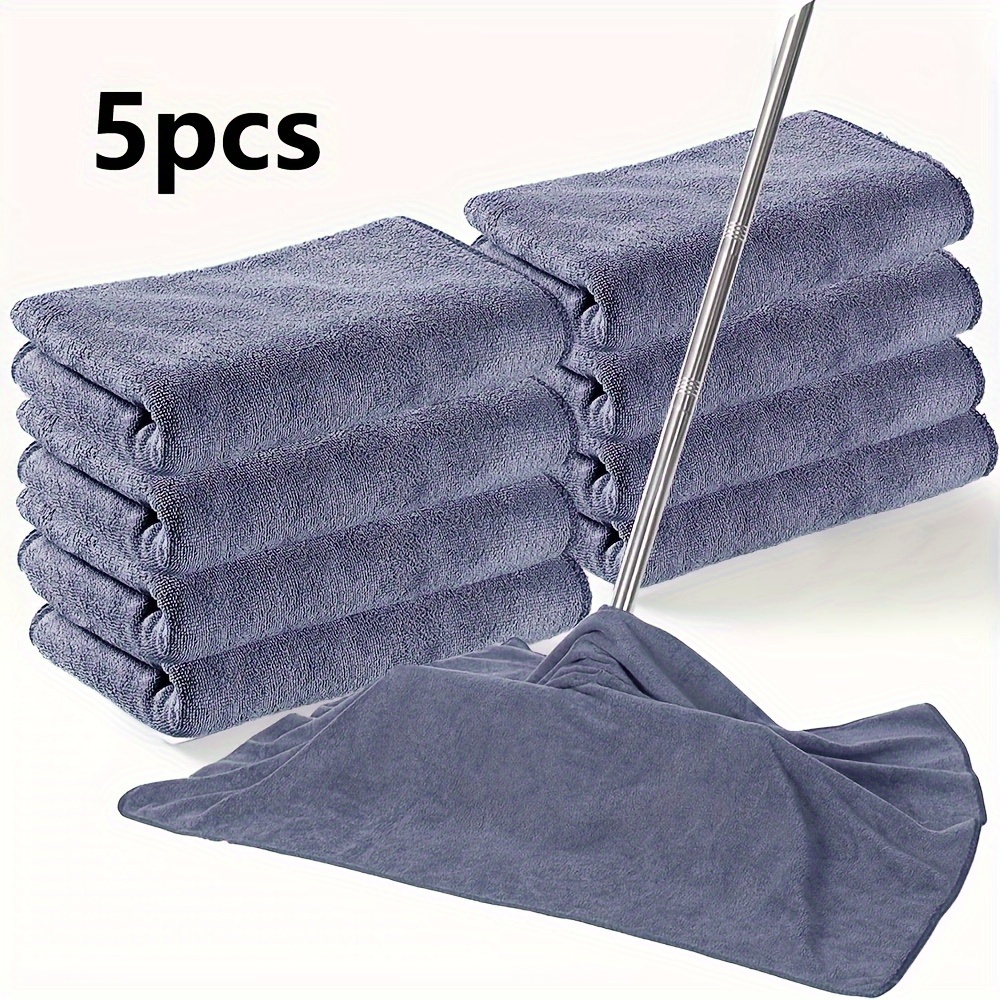 

5-pack Microfiber Cleaning Cloths - Reusable, Absorbent, Towels For Squeegee, Mopping, Window Cleaning - Quick-dry, For Living Room, Bedroom, Outdoor, Kitchen, Bathroom - Knitted Polyester Fabric