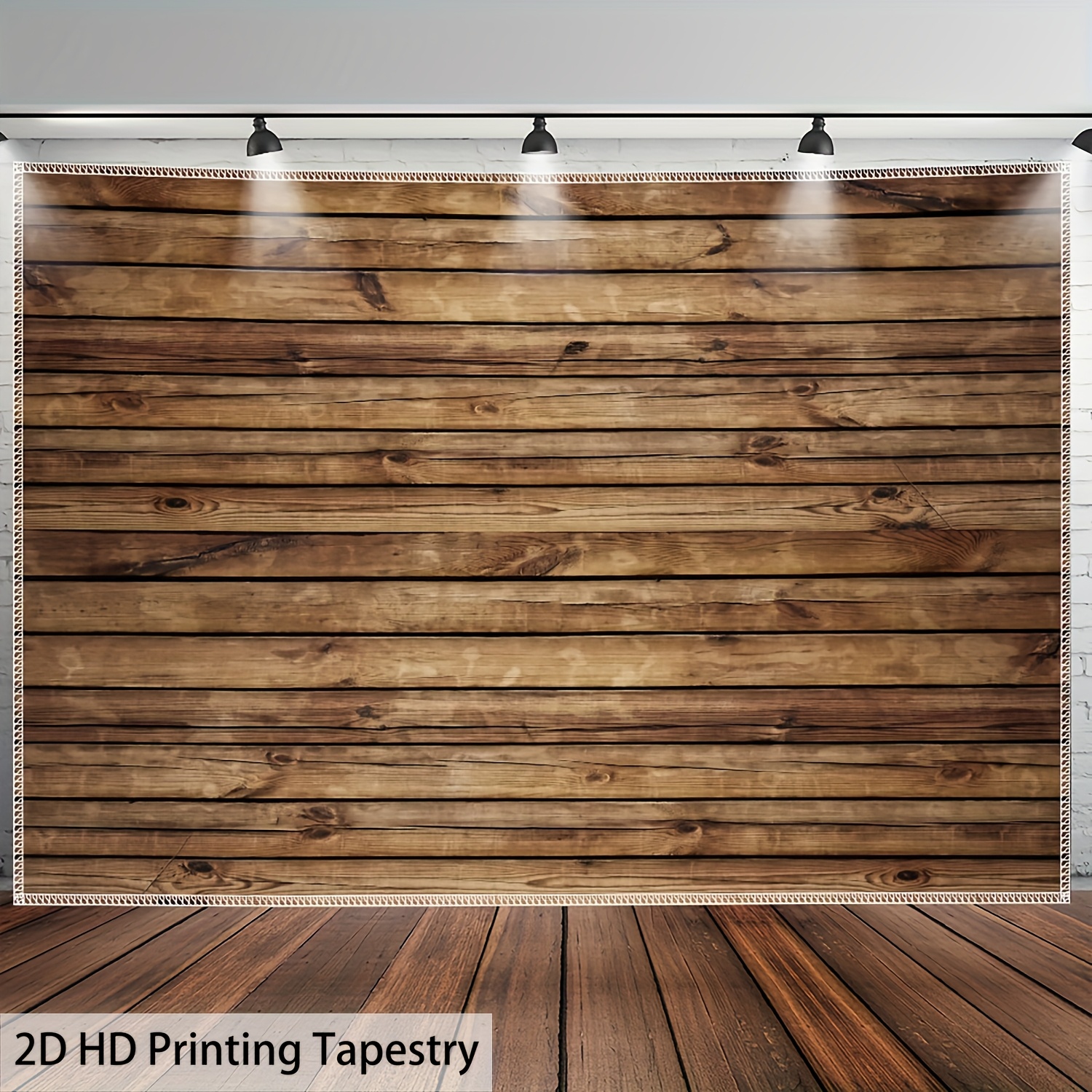 Vintage Landscape Photo Tapestry 2d Log Plank Texture Polyester_voghion.com
