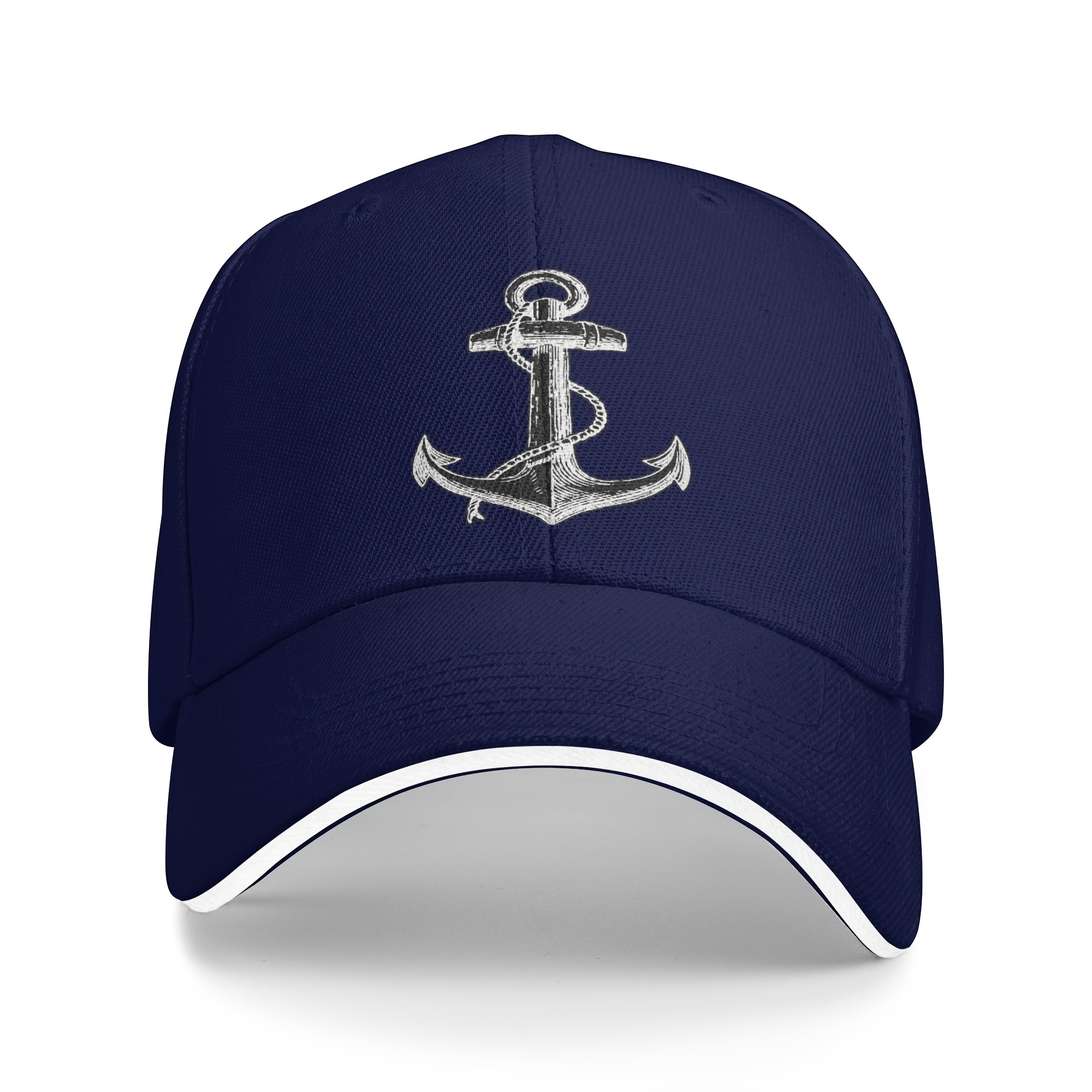 TEMU Nautical Knot Anchor Baseball Cap, Unisex Adjustable Sunshade Brim Hat, Golf Dad Hat