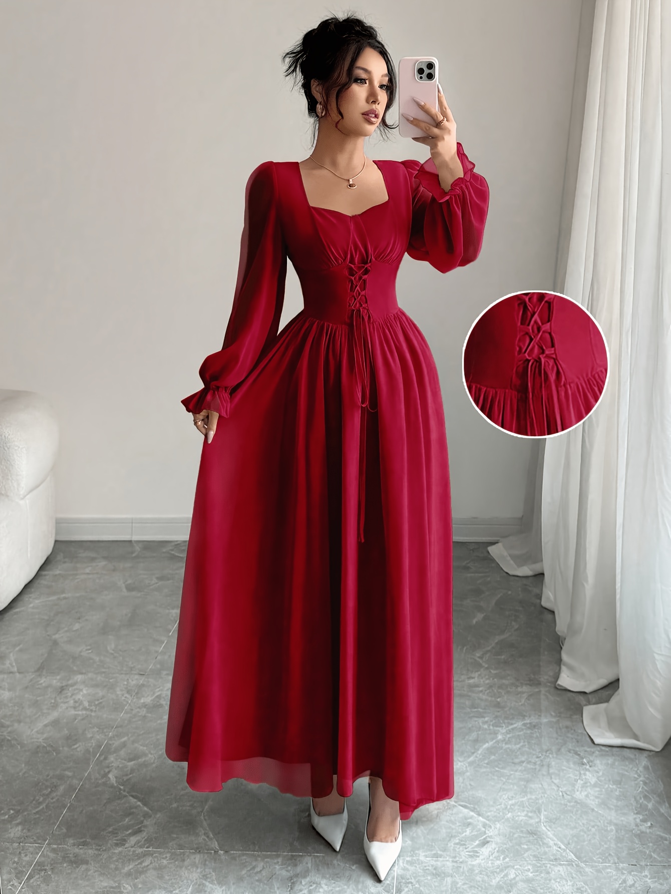 burgundy wine colored dresses Ladivine by Cinderella Divine Burgundy Satin A Line Bridesmaid Dress –  Unique Vintage main image 0