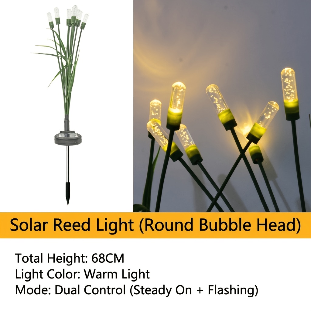 1pc Solar Reed Lights Led, Energy-efficient Outdoor Garden Lighting, Semi Flush Mount Acrylic Bubble Lights With Light Sensor, No Remote Control, Installation Hardware Included