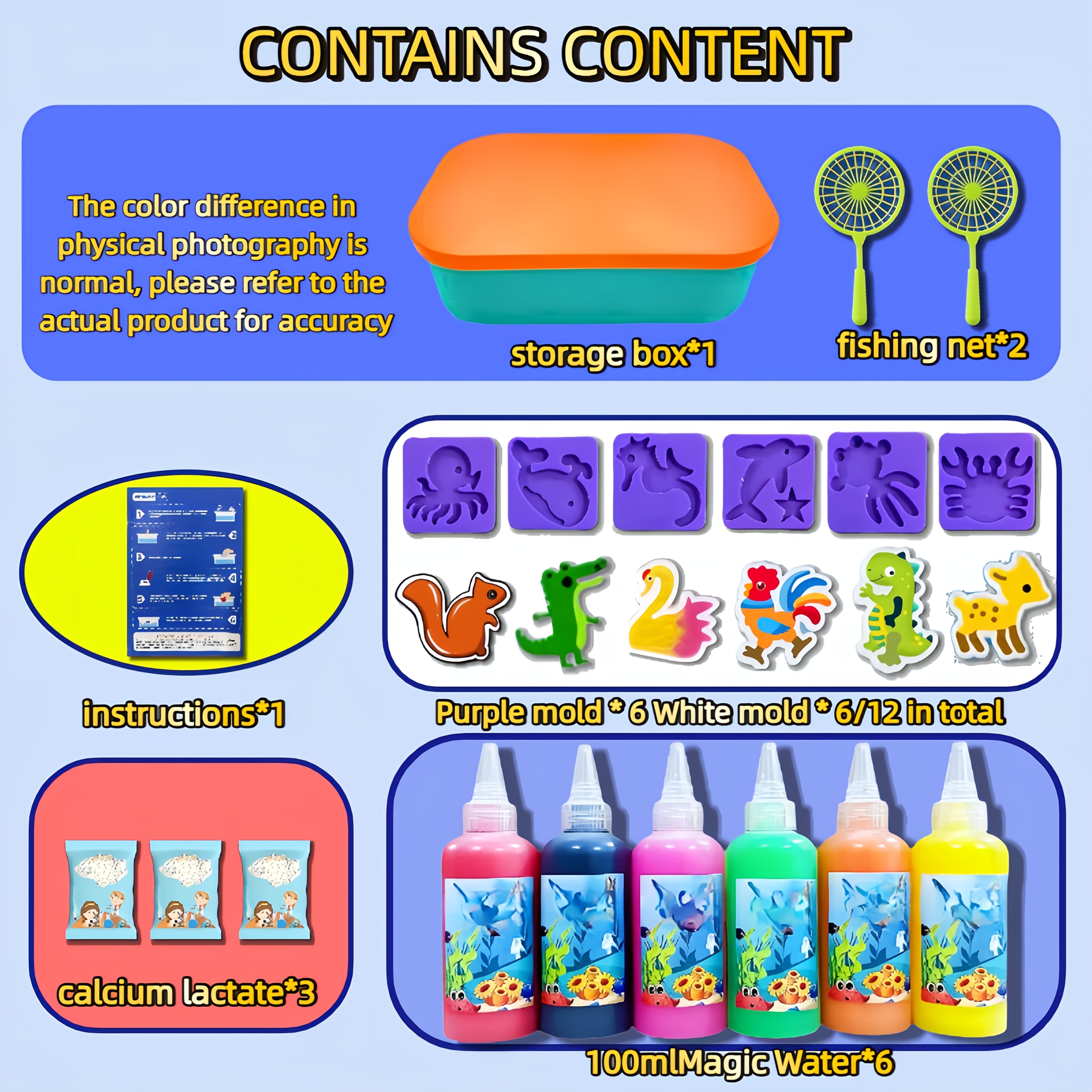 Image of Novelty And Magical Water Elf Toy Set, Prank Toy Set, Educational And Fun Handmade Art Crafts, Including Storage Box, 12 Molds Suitable For Christmas, Thanksgiving Party Gifts, And Birthday Gifts