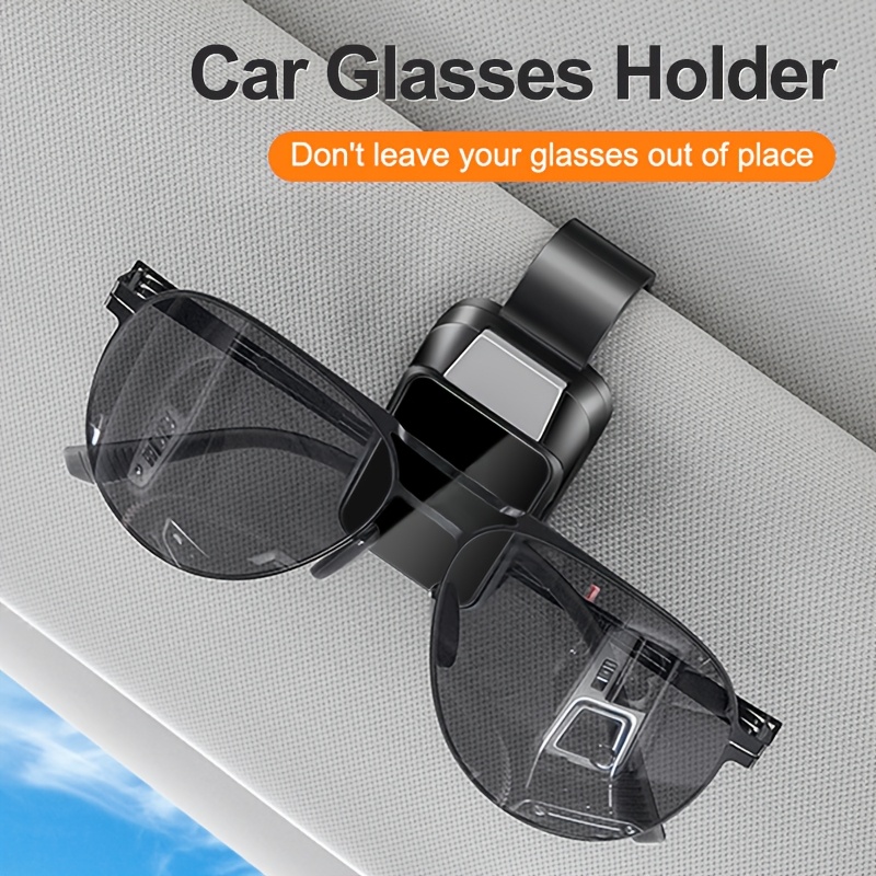 

1pc Leather Car Glasses Holder, Non-blocking View Eyeglass Clip For Car Visor, Compact Storage Auto Interior Accessory With Alloy - Black & White Options