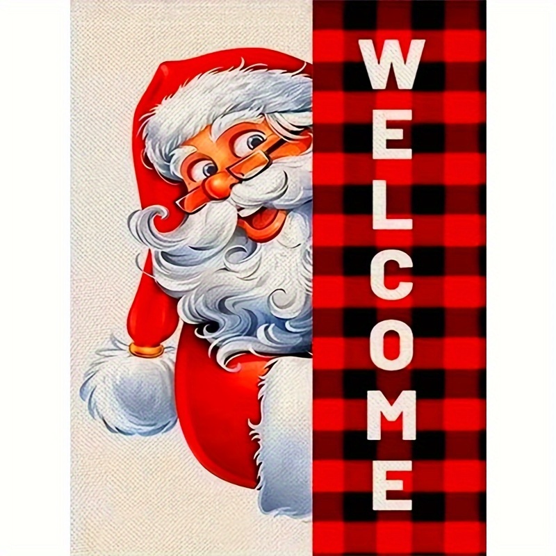 

Christmas Santa Welcome Sign 5d Diamond Painting Kit, 30x40cm, Festive Theme, Round Acrylic Diamonds, Diy Mosaic Wall Art, Handcraft Holiday Gift