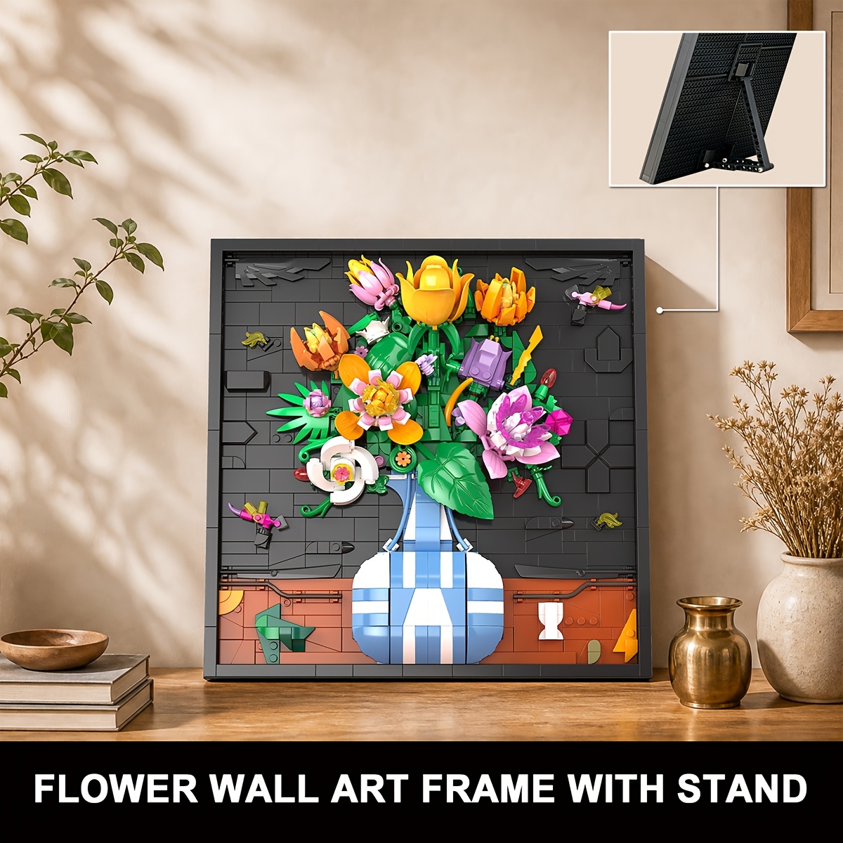 1050pcs Multicolor Floral Mural Picture Frame Assembly Block Toy