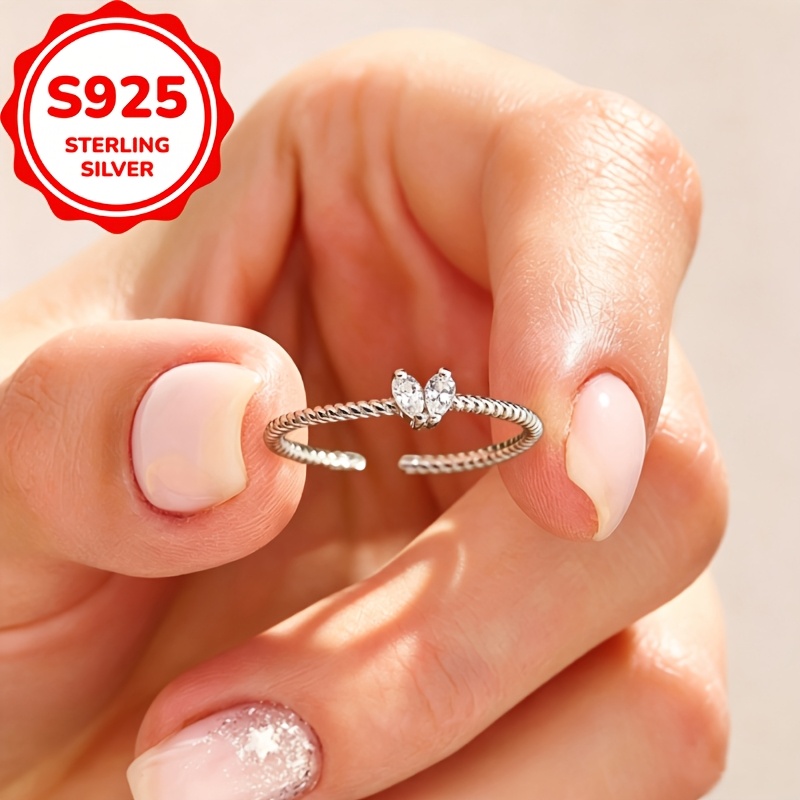 Women's 925 Sterling Silver Twisted Heart Ring, Daily Commuting