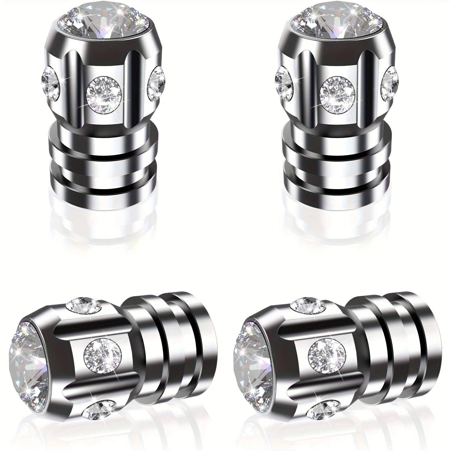 4pcs Bling Rhinestone Tire Caps - Car Valve Stem Caps - Luxury Leakproof Dustproof Valve Caps - Universal Fit For Cars, Bicycles, Motorcycles - Valentine's Day Gift, Women's Gift