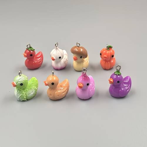 8pcs random pattern creative resin vegetable duck pendants animal charms suitable for for party accessories earrings necklaces bags