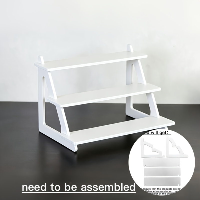 Image of 3-tier Small Size Stepped Display Shelf, Desktop Layered Showcase Organizer Suitable For Displaying Small Decorations, Collectibles, Statues, Standing Shelf