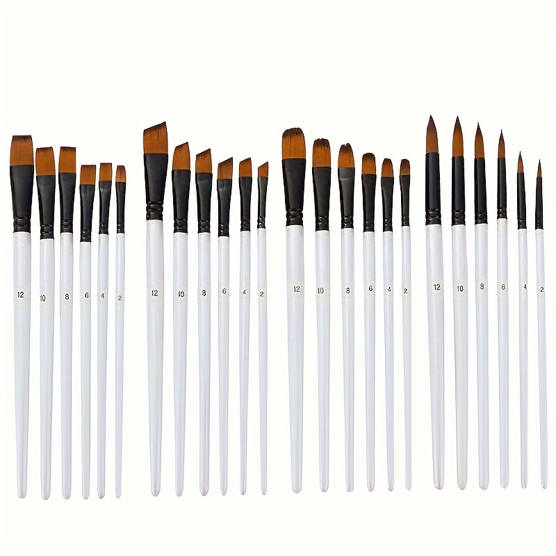 

6pcs Set Wooden Handles - Bristles In , , Pointed & Angled For , Watercolor, - For Artists & Beginners - Christmas, Halloween, Thanksgiving