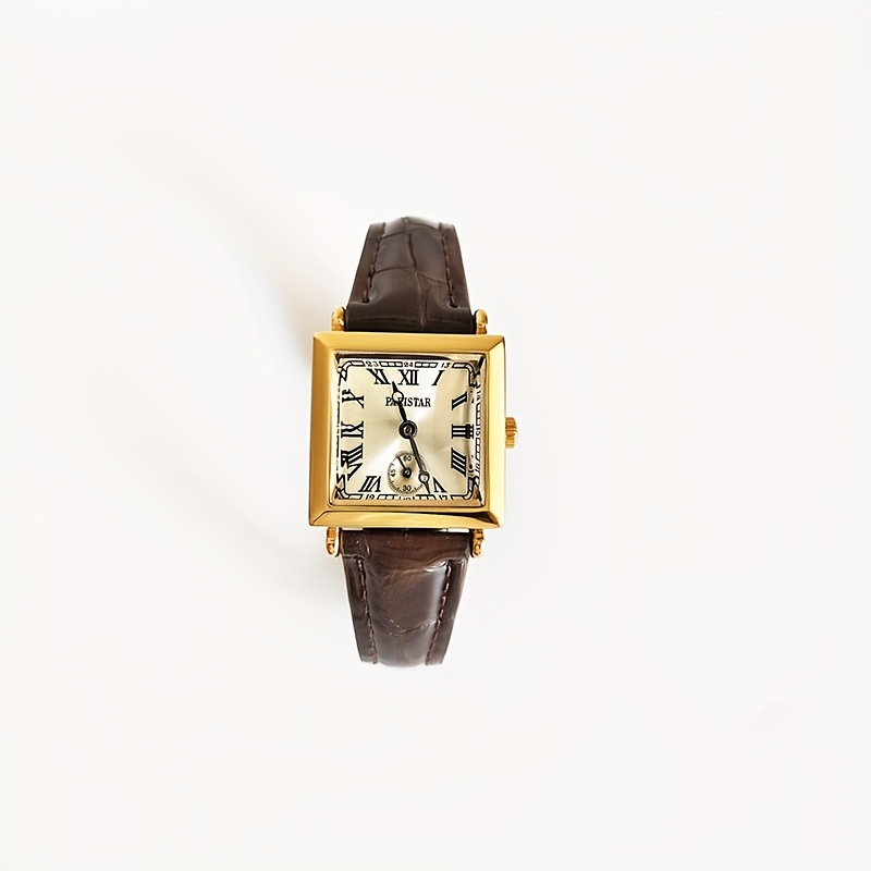 Montre Femme Ernest - Cadran Chiffres Romains, Bracelet Cuir Noir, Mouvement Quartz - Neuf Avec étiquettes