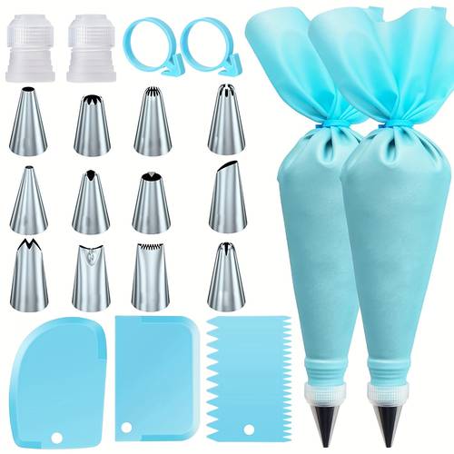 Set of 21pcs for Cake Decoration Including Baking Tools, Molds, Piping Bags, And Tips