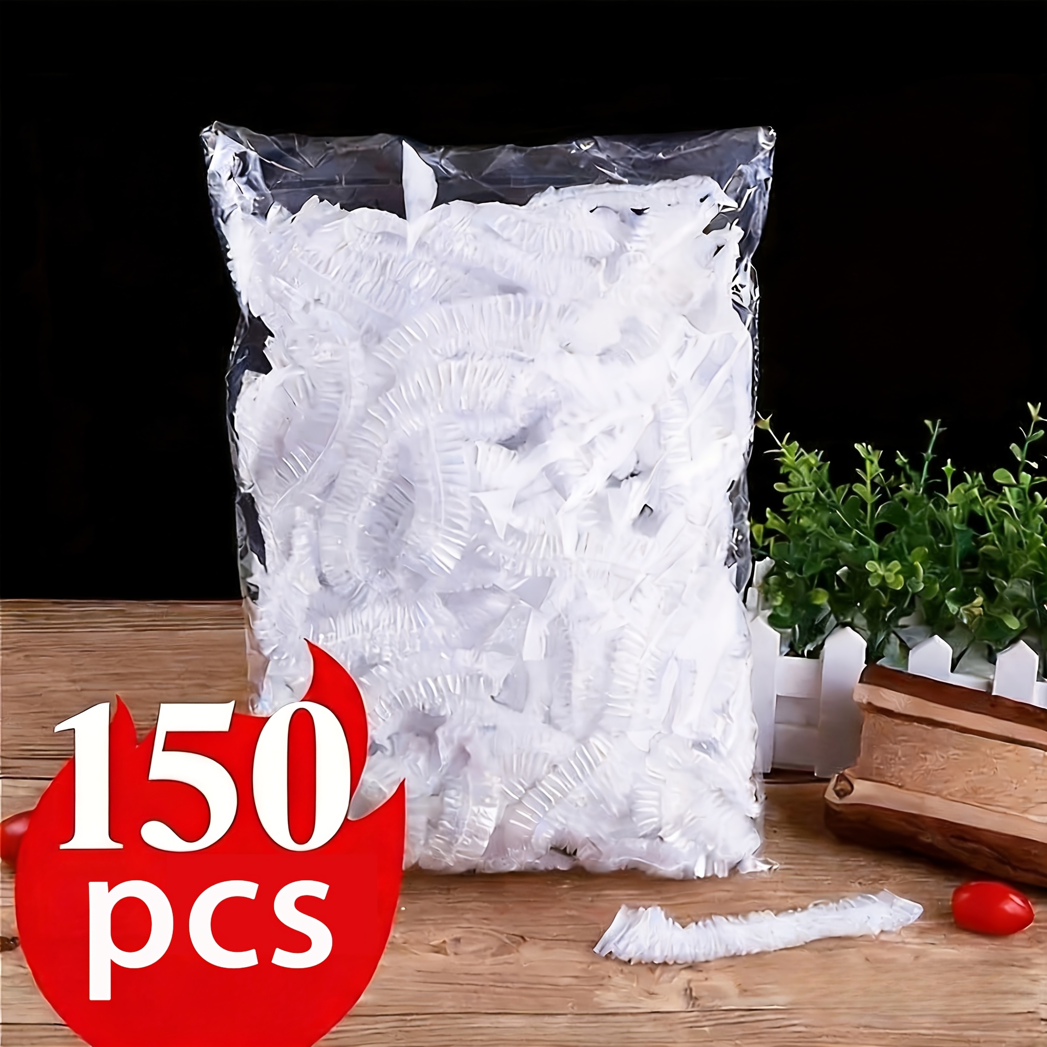 TEMU 150pcs Reusable Thickened Elastic Food Grade Plastic Wrap Covers, Transparent Stretchable Lids For Bowls Plates Cups, Kitchen Household Fresh
