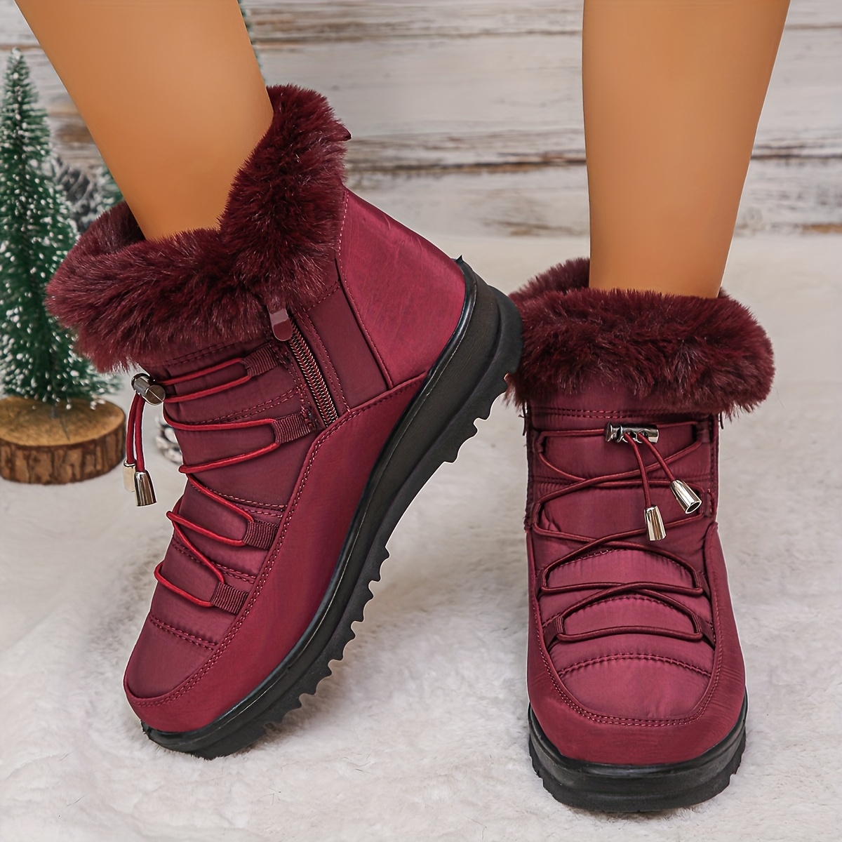 fleece lined warm womens snow boots new style for autumn and winter 2025 roman lace up   calf boots flat soled womens snow footwear 3