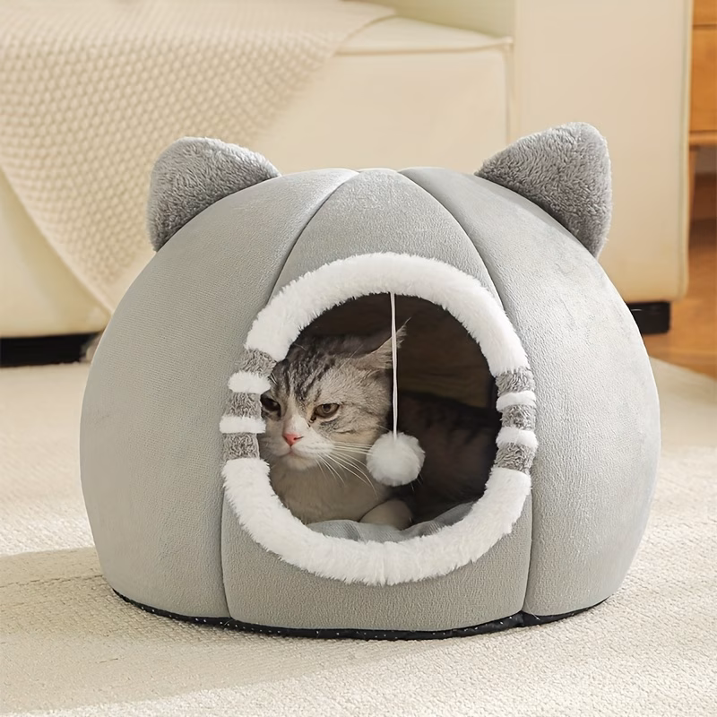 cat bed for indoor cats washable cat house with soft mat suitable for all breeds of cats deep sleeping bed Product details 0