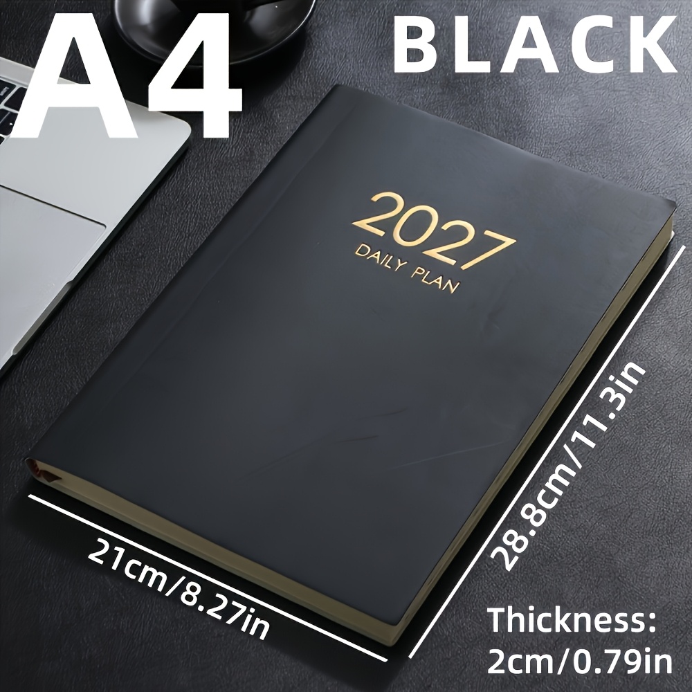 TEMU Custom 2027 Large A4 Size Thickened English Calendar Notebook, 12 Months Usable Product, 180 Sheets 360 Pages Daily Planner Agenda Notebook 365