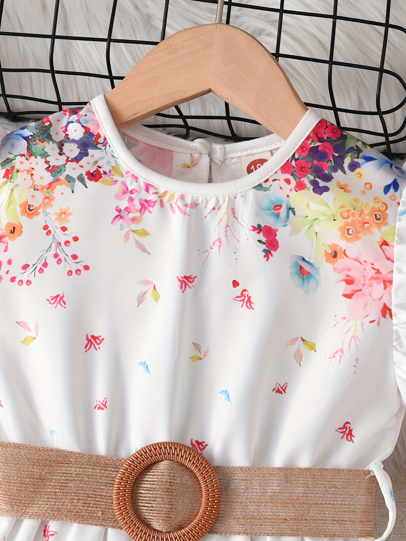 A Young Dreamy Floral Print Princess Dress, Featuring Flutter Sleeves And a Casual Design with a Belt