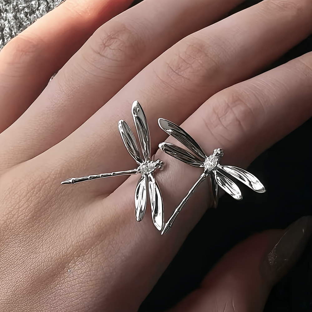TEMU 1pc Anillo Abierto Ajustable, Diseño 3D de , Cobre con Micro- de Piedras Brillantes, Uso Diario Unisex, Regalo para Festivales y de la