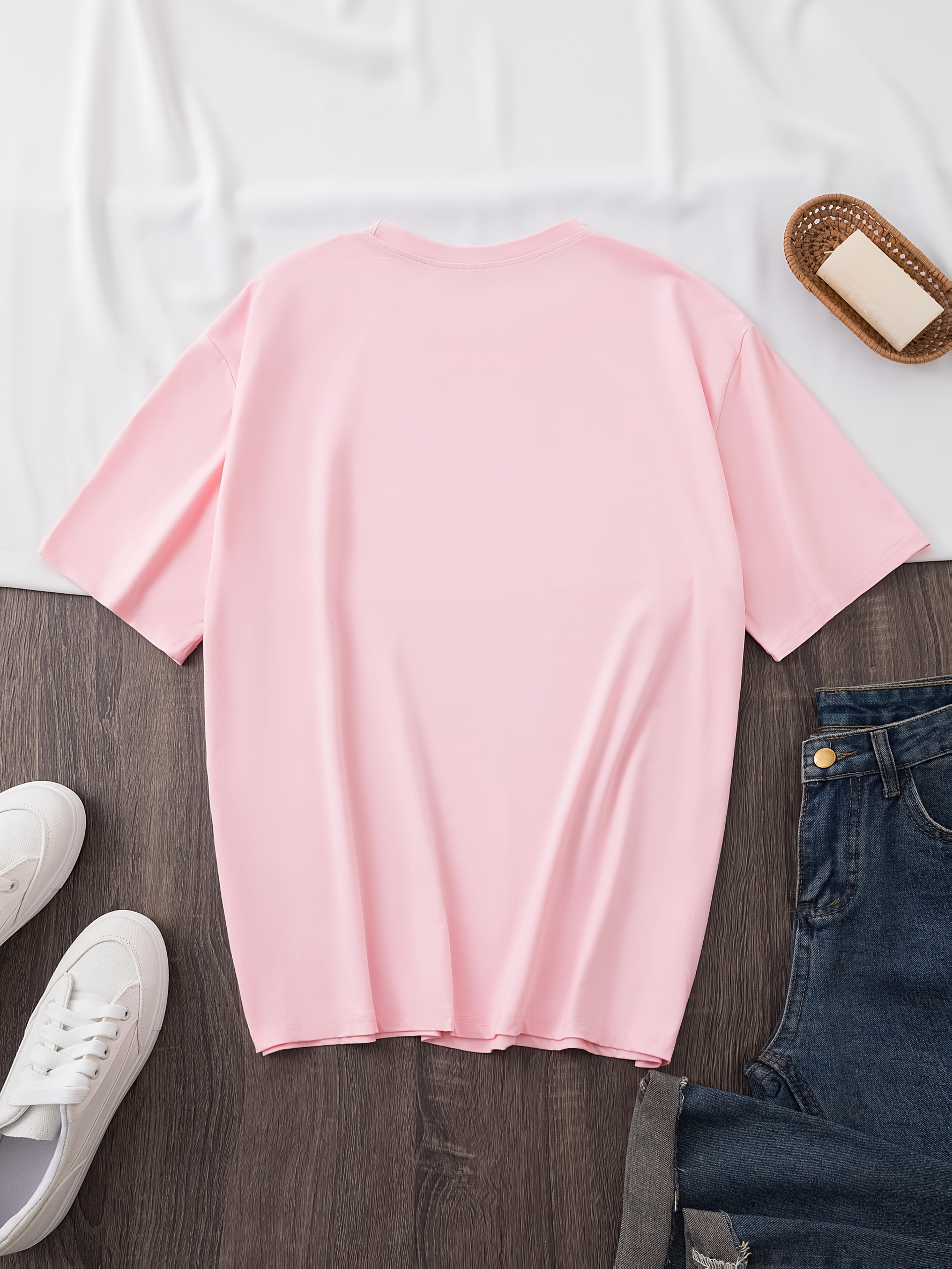 T-shirt con stampa di lettere, girocollo e maniche corte, Top estivo casual a maniche corte da donna, Articolo di moda