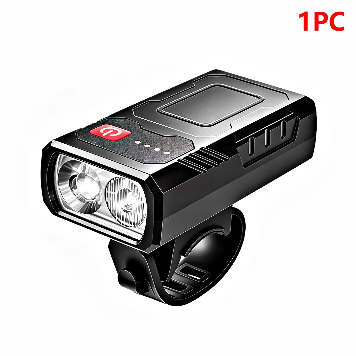 TEMU 1/2 Portable Bike Light, High Brightness 2 Led Front Bike Light, Usb Rechargeable Flashlight, 4 Lighting Modes, , Battery Level Indicator,