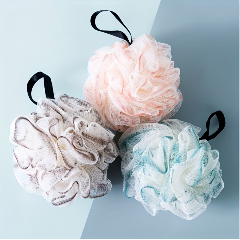 

Exfoliating Shower Pouf Loofahs, Mesh Bath Sponges, Body Scrubbers With Hanging Ribbon, Multi-color Pack Of 5