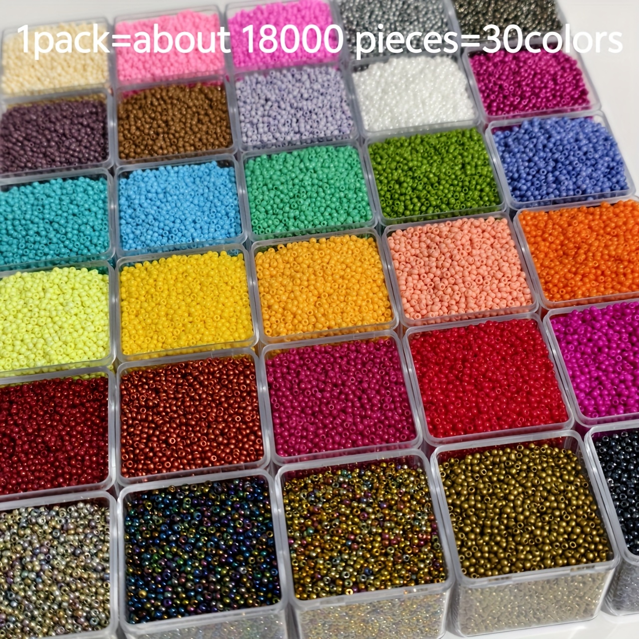 Image of 18000pcs 1.8mm Czech Glass Seed Beads -30pcs Colors Decorative Beads- Uniform Size Per Piece Jewelry Making- Suitable For Summer Friendship S, Necklaces, Earrings And Crafts, Jewelry Making Kit