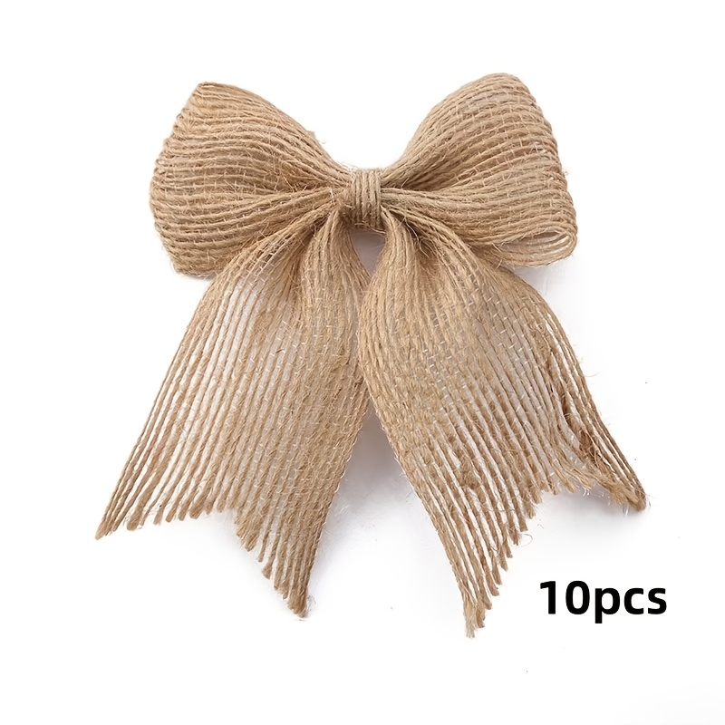 TEMU 10pcs Handmade Decorative Butterflies Wedding Celebration Party Decoration Bows Christmas Tree Decoration Vintage Burlap Bows For Bows