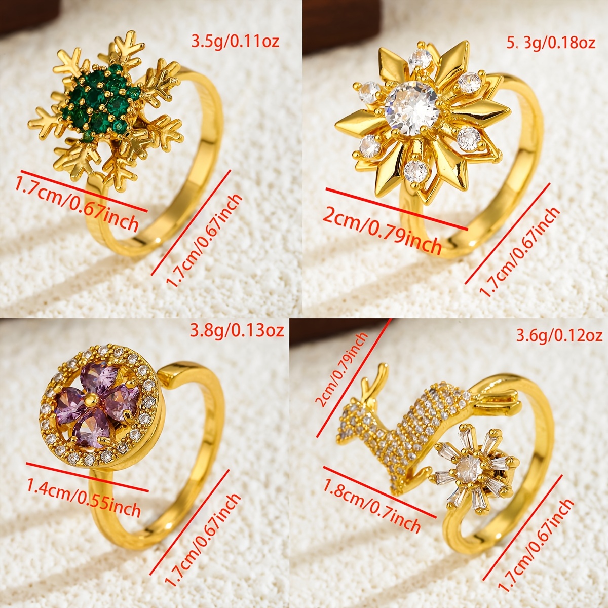 1pc luxury stainless steel adjustable ring with synthetic cubic zirconia rotatable   sparkling open   for   for valentines day music festivals Product details 4