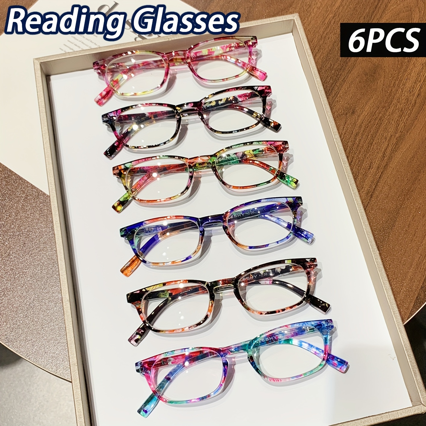6 pairs of fashionable and versatile simple and trendy oval   pc anti blue light decorative glasses   with glass lenses suitable for reading books   work   reading glasses Product details 1