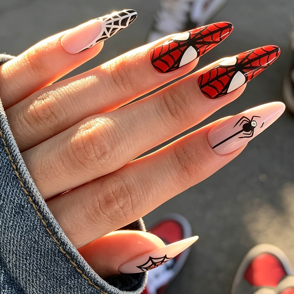 TEMU Long Sharp False Nails, 24pcs, Press-on Nail Tips, Y2k Nails, Gothic Nail Art, Nail Set, Nails For Women, Cute Nails, Nails, Trendy Fashion,