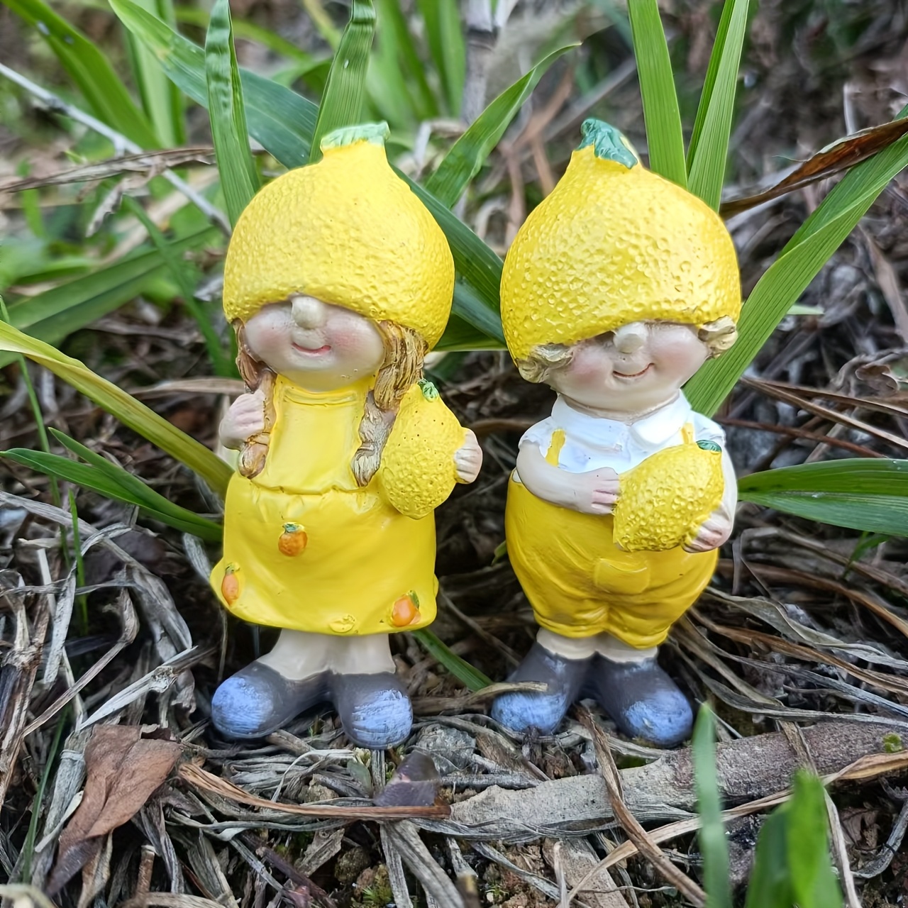 2pcs Lemon Doll Desktop Decoration Fruit Ornament Garden Pot Scenery Decoration Figure Gift
