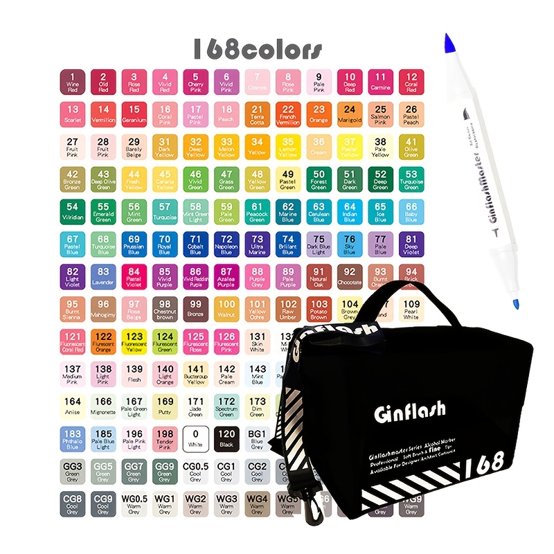 TEMU Ginflash Brush & Fine Tip Art Markers Brush Pen Sketch Based Markers Tipped Drawing Art Supplies