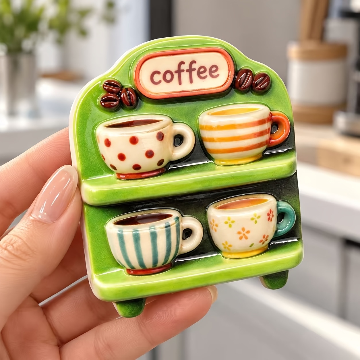 TEMU Aimant de réfrigérateur magnétique en résine 3D en , 1 pièce, sur le thème du café, aimant créatif de décoration - Convient pour , le
