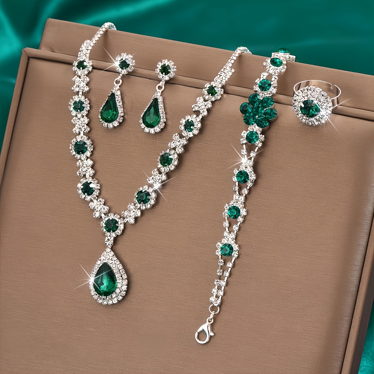 Synthetic Gemstone Teardrop Set - Wedding Accessories or Gift